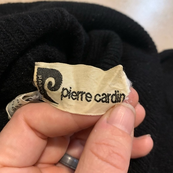 Vintage Pierre Cardin 100% 2 Ply Cashmere Black Cowl Neck Sweater Size Large - Picture 3 of 6